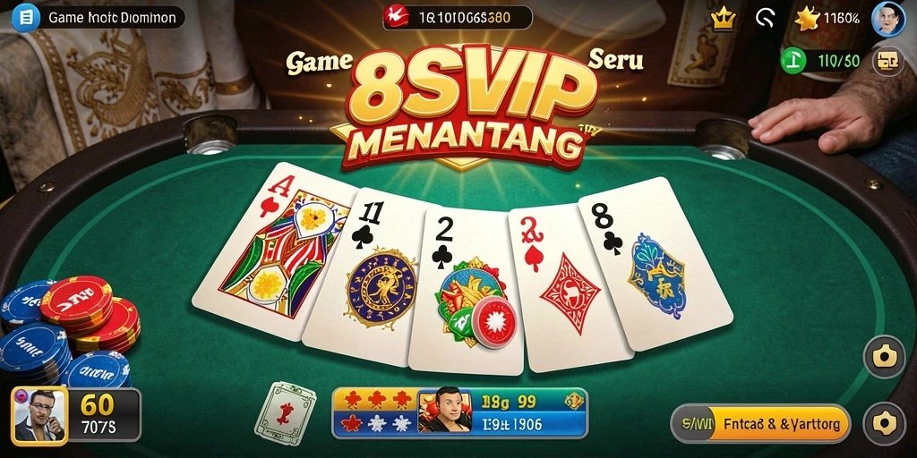 Screenshot gameplay 8SVIP menampilkan aksi seru permainan Domino.