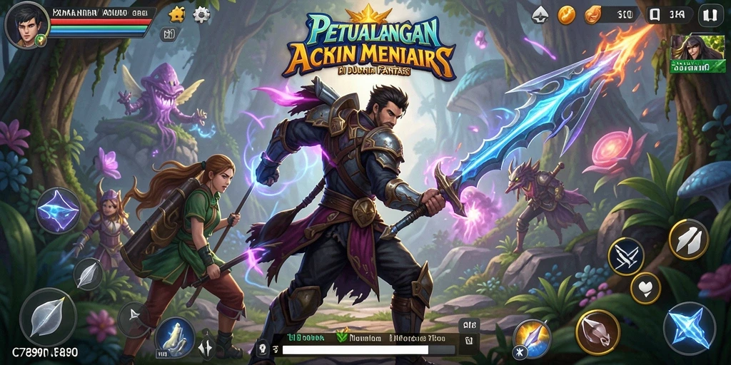 Tampilan dinamis gameplay C7890 dengan aksi seru dan pertarungan melawan monster.