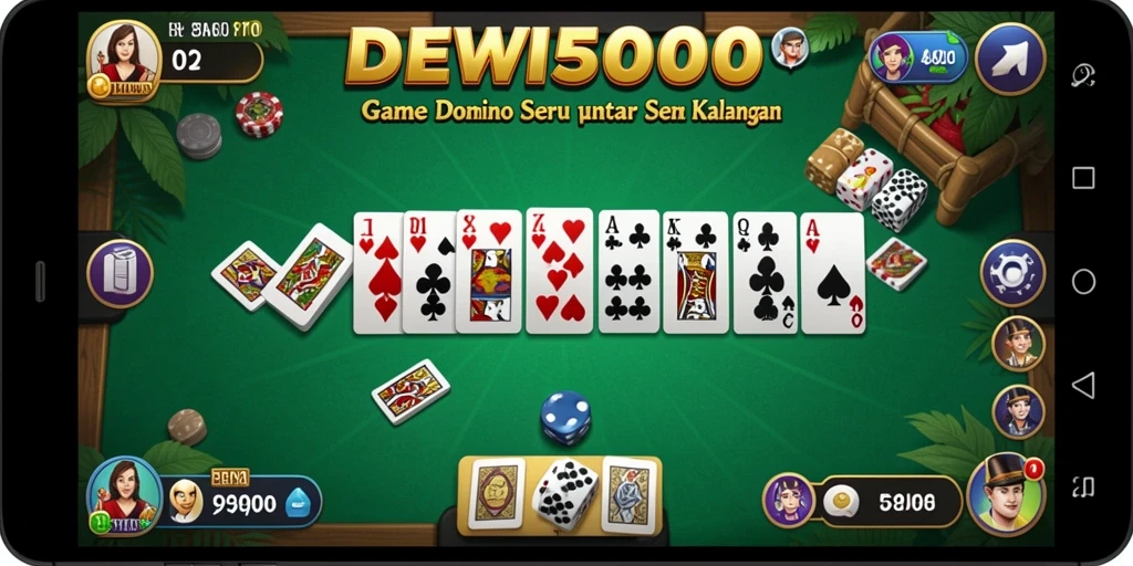 Screenshot gameplay DEWI5000 yang menampilkan aksi seru permainan domino.