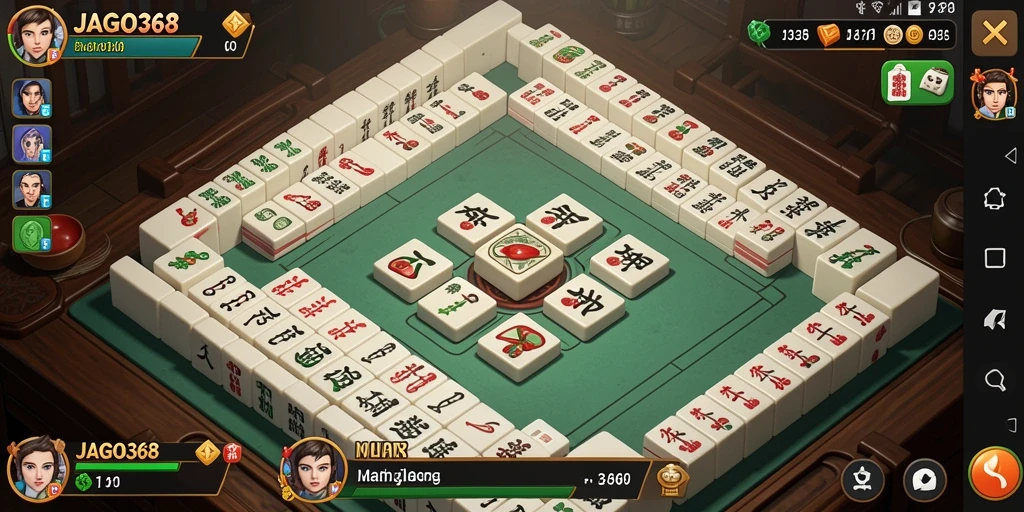 Tampilan gameplay Mahjong yang mendebarkan di JAGO368.