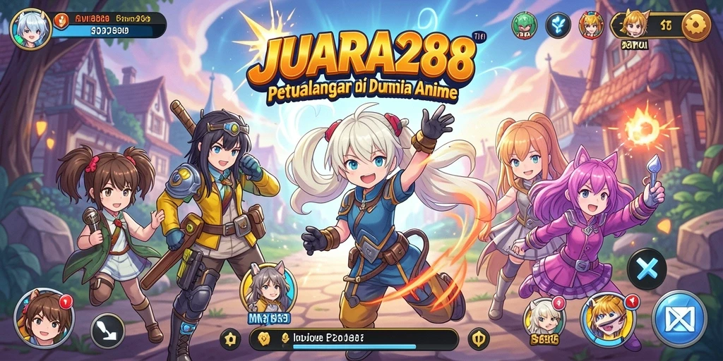 Tampilan gameplay seru dalam dunia anime penuh warna.