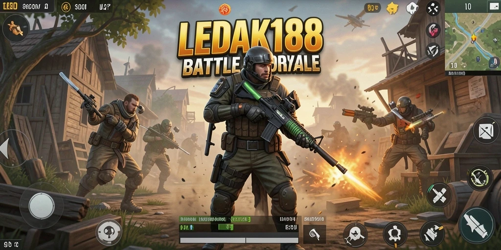 Gameplay seru dari LEDAK188 di antara pertempuran Battle Royale.