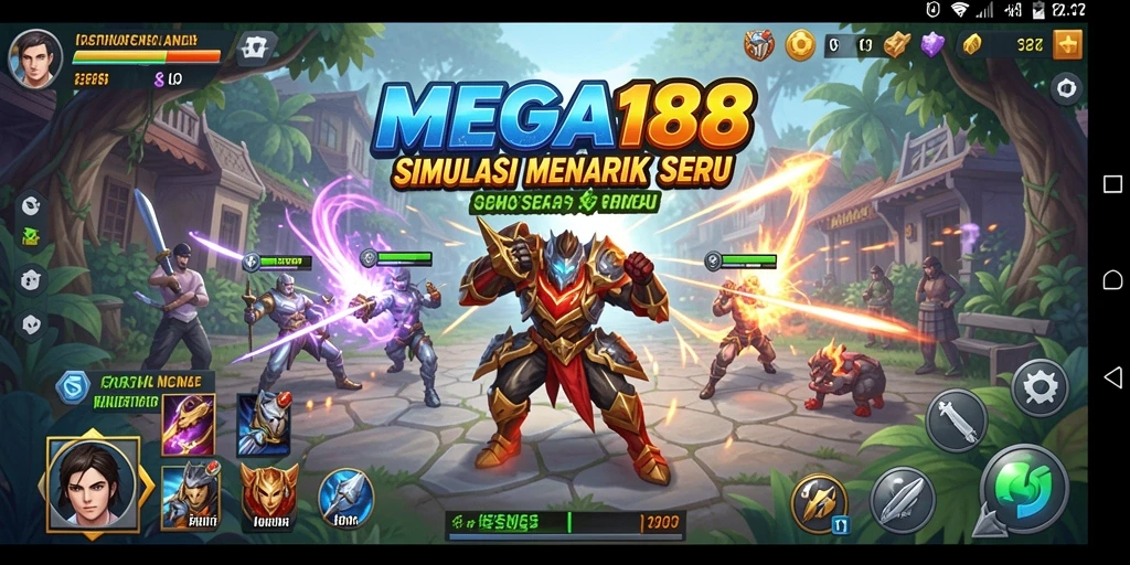 Screenshot utama MEGA188 memperlihatkan gameplay simulasi yang seru.