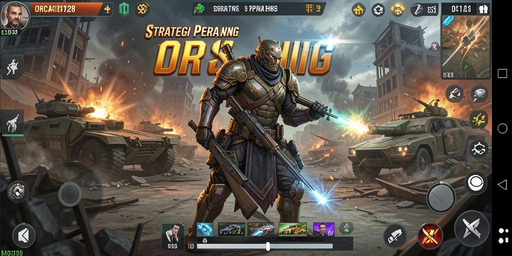 Tampilan gameplay seru dalam ORCA128 dengan pertempuran strategis.