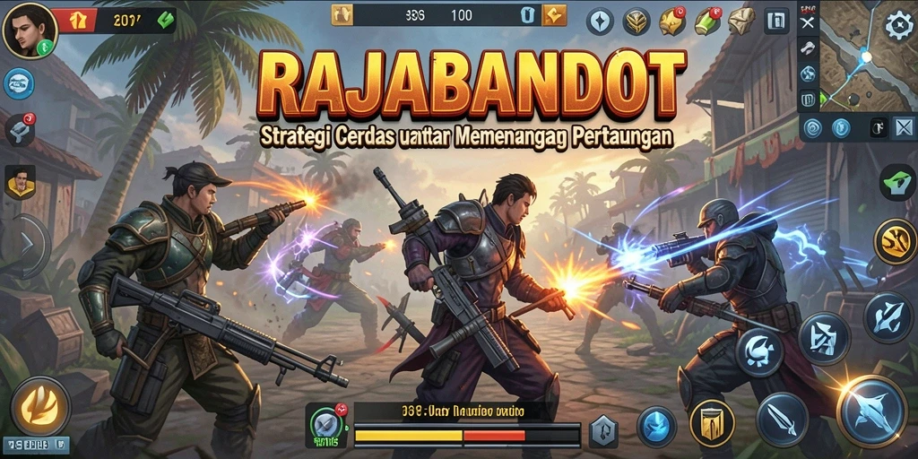Screenshot gameplay RAJABANDOT menampilkan aksi pertarungan strategi.