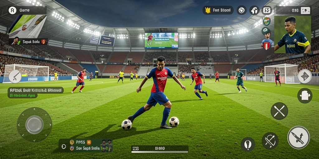 Tampilan gameplay RP55 yang mendebarkan saat pertandingan sepak bola.