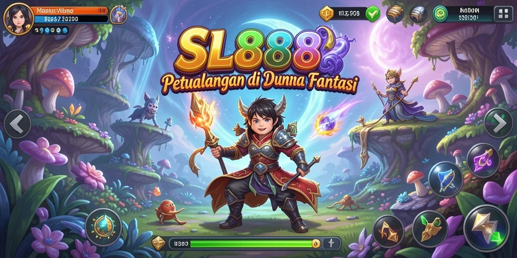 Screenshot gameplay SL888 yang menunjukkan pertarungan menegangkan di dunia RPG.
