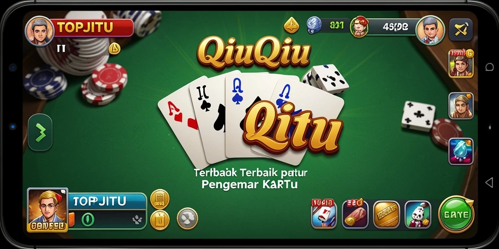 Screenshot utama TOPJITU menampilkan gameplay seru QiuQiu dengan interaksi pemain.