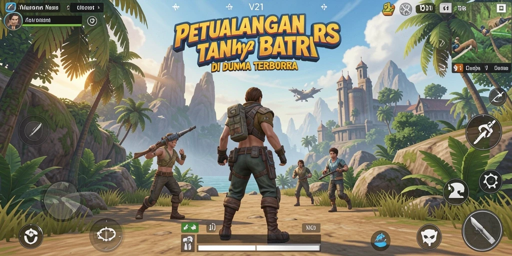 Screenshot menunjukkan gameplay eksplorasi yang mendalam di V21.