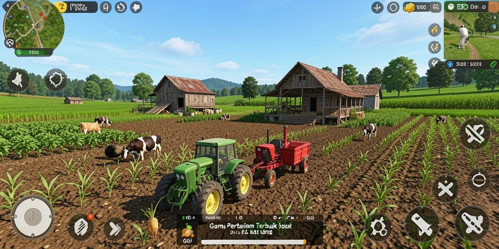Tampilan gameplay <strong>VV62</strong> yang menampilkan aktivitas pertanian yang seru.