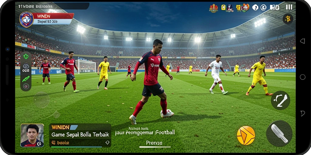 Gameplay seru WINIDN memperlihatkan aksi sepak bola yang mendebarkan.